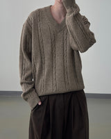 Melter Semi-Cropped Cable V-Neck Knit