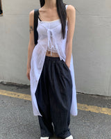 Dart denim wide pants