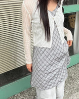 サレVネックシースルーボタンクロップドカーディガン