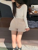 Noiton リブUネックTシャツ