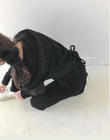 [♡MADE♡] パピーベロアヒップレタリングスリムブーツカットパンツ