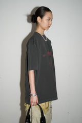 ウォッシュ加工スターオーバーサイズTシャツ (チャコール)