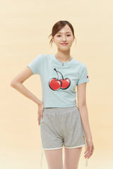 SIGNATURE BIG CHERRY CROP T-SHIRT - LIGHT MINT 