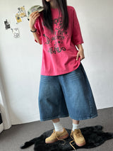 Rise Waist Button Side Pintuck Denim Bermuda Shorts 3color