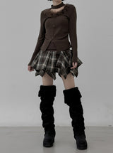 Marie Fur Trimmed Choker Long Sleeve Top