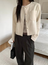 Minimal two pocket tweed jacket(2color)