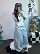 フリース 🤍🐏ラインポイントバルーンロングパンツ 🤍🩶🖤3カラー