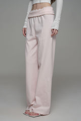 Lace tea straight pants, Pink