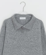 Huble Color Button Wool Collar Over Knit