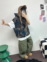 ヒーターパディング❤スナップオーバーロングパンツ 🩶🖤💚3COLOR