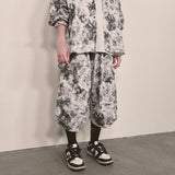 tiedye capri cargo shorts_white