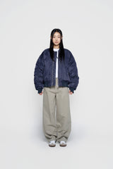 24FW バイオウォッシングセミワイドピンタックチノパン ライトカーキ