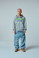 Street league artwork damage washing hoodie zip-up (Melange)