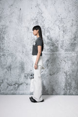 ヘリンボーンダメージカッティングスカートパンツ (WHITE)