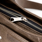 Studded Leather Shoulder Bag (Brown)
