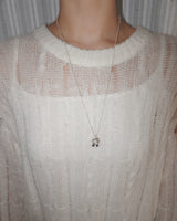 [925SILVER] ROSETTE RIBBON NECKLACE
