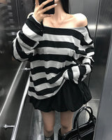 [MADE] カミング, ストライプオフショルダーTシャツ