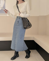 Randell denim long skirt