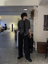 LMN Urban Pintuck Half-Banding Wide Slacks (3 colors)