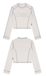 ODSDカットオフカバーステッチセミクロップTシャツ