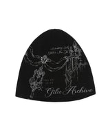 TATTOOED GRAPHIC BEANIE_BLACK