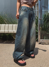 ミックスドロープバルーンワイドデニムパンツ
