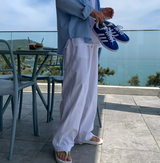 Prix Linen Chin-Topped Banding Wide Pants