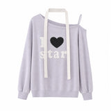 Arielle Heart Star Off-Shoulder Sweatshirt