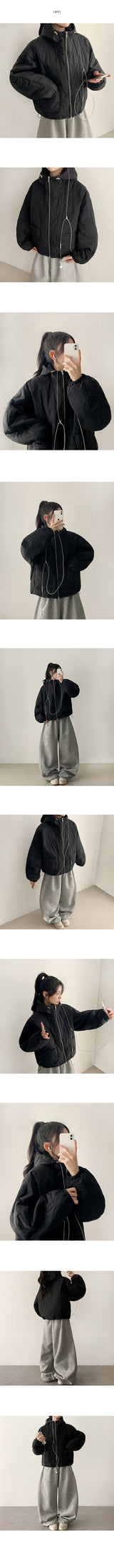 Tez Quilting Boxy Hoodie Lightweight Padding