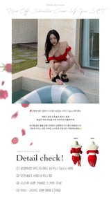 Rose Tide Off-Shoulder Chiffon Cover-Up 3pcs Bikini SET