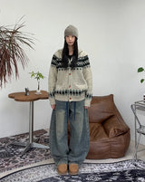 Rough Curved Washed Denim Pants