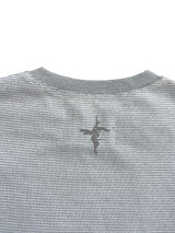 JACQUARD STRIPE TOTEM PRINT CUFF HOLLOW EMBROIDERY RAW-EDGE BASE LAYER LONG SLEEVE