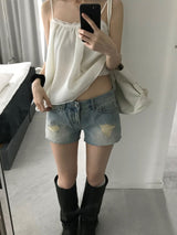 Crush Damage Denim Shorts (one color)