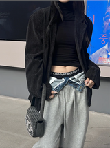Denim layered sweat pants(2color)