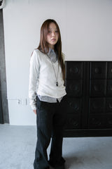 lace v-neck ribbed top(3colors)