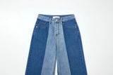 3RD REORDER TWO-TONE CONTRAST DENIM PANTS code 25006