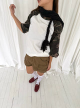 Camo raglan sleeve T