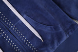 Selene Stud Velour Hoodie ZIp-up