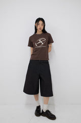 Big Graphic Logo Crop Tee Brown