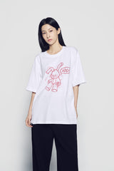24FWハンドスケッチラビットショートスリーブTシャツホワイト
