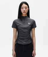 シャーリングハーフジップアップジャージTシャツ