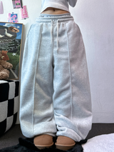 フリース 🤍🐏ラインポイントバルーンロングパンツ 🤍🩶🖤3カラー