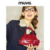 muva.レザー ボウリングバッグ マルチポケット 2WAY ショルダー＆クロスボディバッグ