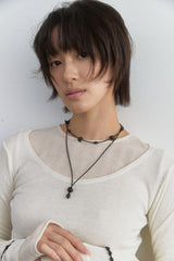 Onyx linked pattern necklace – short
