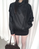 High neck leather jacket