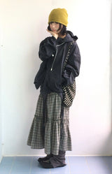 Meirin Shirring Checkered Skirt