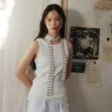 DOT pattern slim tie (Ivory)