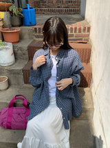 [unisex] Tail Overfit Pocket Check Shirt