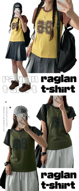 デリースリムラグラン半袖Tシャツ (4 colors)