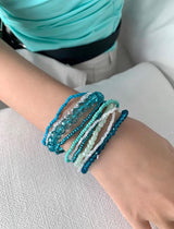 Mint blue beads bracelet SET